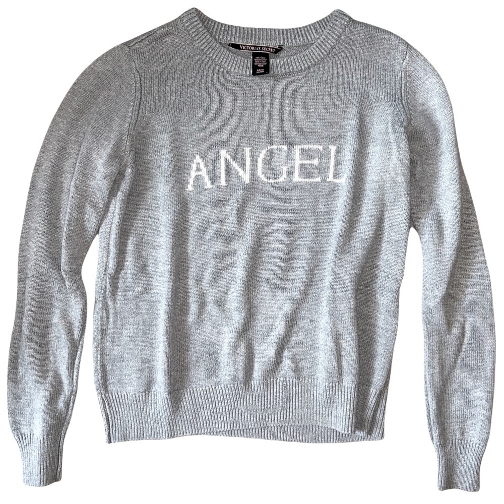NWOT VICTORIA’S SECRET Angel Logo Gray Sweater Size Small - Picture 11 of 11